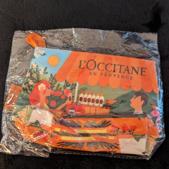 L’Occitane Orange French Graphic Print Cosmetic/Makeup Bag New - Picture 3 of 8